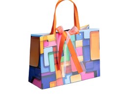 Torebka prezentowa kolorowa torba na prezent w ciekawe wzory 35x26x13cm