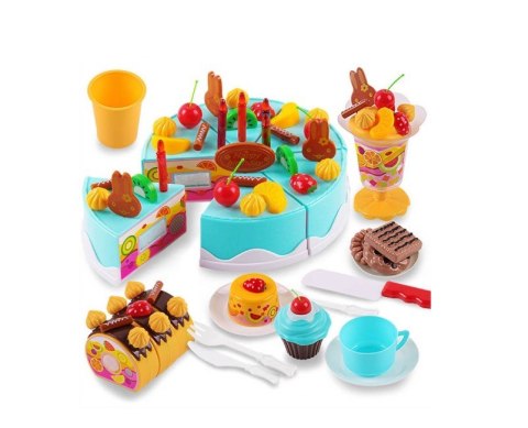 Tort urodzinowy do krojenia kuchnia 75 el. niebieski zabawka dla dziecka
