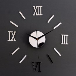 Zegar ścienny srebrny cyfry rzymskie