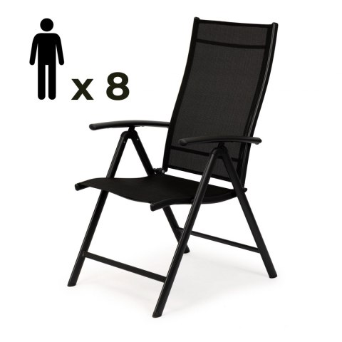 komplet krzeseł ogrodowych 8 szt regulowane - czarne