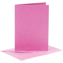 kartki i koperty 6 zest., różowe
