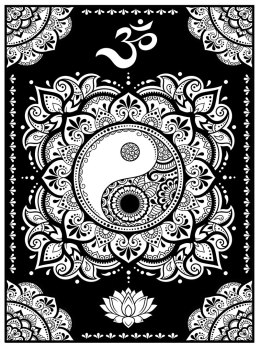 Kolorowanka welwetowa 29,7x21 mandala yin yang