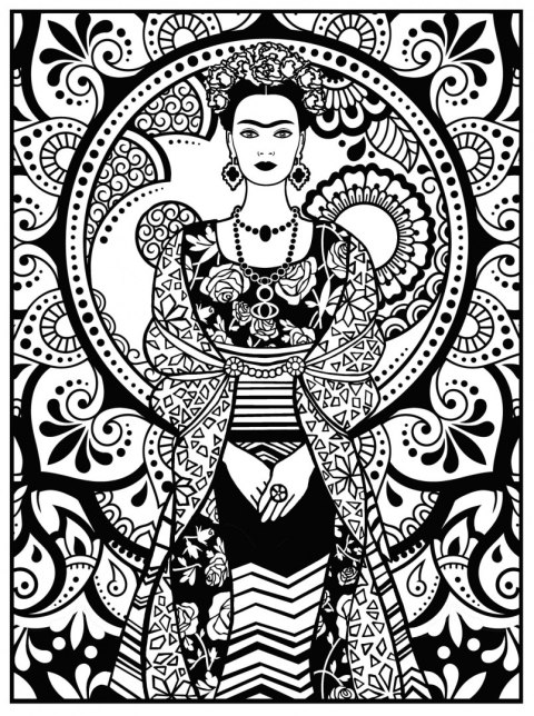 Kolorowanka welwetowa 29,7x21 sylwetka Fridy Kahlo
