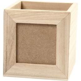 Pudełko z drewna z oknem na długopisy