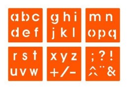 zestaw 6 szablonów małe litery i znaki