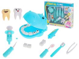 Dentysta zestaw lekarski hipopotam niebieski zabawka dla dziecka chłopca
