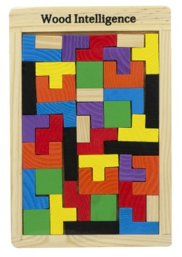 Puzzle drewniane układanka kolorowa tetris klocki 40el. prezent dla dziecka