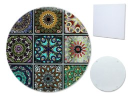 Okrągła deska kuchenna szklana do krojenia ze wzorem mozaiki