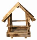 Karmnik dla ptaków drewniany prosty na zewnątrz z drewna świerkowego