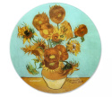 Deska szklana, okrągła - V. van Gogh, Słoneczniki Carmani