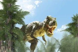 Fototapeta Wielki Dinozaur T-Rex I Palmy