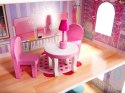 DUŻY domek drewniany dla lalek różowa willa 70cm LED dla dziewczynki