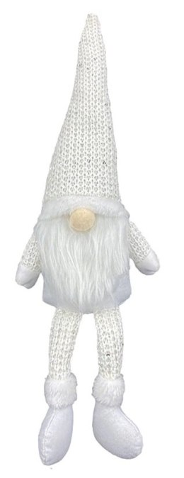 Krasnal skrzat świąteczny z brodą biały 46cm