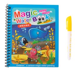 Książeczka wodna z mazakiem do kolorowania wodą zwierzęta morskie niebieska