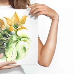 Obraz Na Płótnie Cukinia Z Kwiatami Malowana Akwarelą