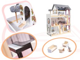Domek dla lalek mdf drewniany z akcesoriami led 78 prezent dla dziewczynki