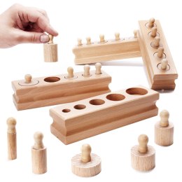 ZESTAW zabawka edukacyjna odważniki cylindry drewniane sorter montessori