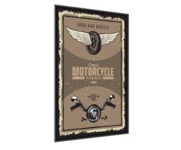 Plakat Części Motocyklowe Ze Skrzydłami I Napisy Vintage Rama Aluminiowa Kolor Czarny