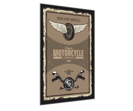 Plakat Części Motocyklowe Ze Skrzydłami I Napisy Vintage Rama Aluminiowa Kolor Srebrny