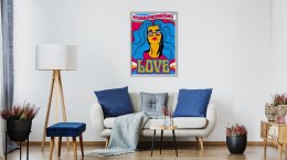Plakat Kolorowy Portret Kobiety I Napisy W Stylu Hippie Rama Aluminiowa Kolor Czarny