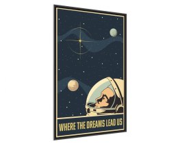 Plakat Astronauta W Kosmosie W Stylu Vintage Rama Aluminiowa Kolor Czarny