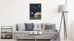 Plakat Astronauta W Kosmosie W Stylu Vintage Rama Aluminiowa Kolor Srebrny