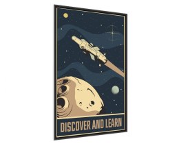 Plakat Asteroida Gwiazdy I Rakieta Kosmiczna W Stylu Vintage Rama Aluminiowa Kolor Czarny