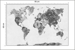 Fototapeta Mapa Świata Akwarela Monochromatyczne