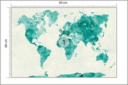 Fototapeta Mapa Świata Akwarela Zielony
