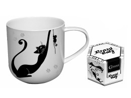 Kubek koty ceramiczny 475 ml do kawy herbaty duży biały czarny na prezent