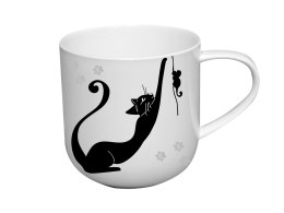Kubek koty ceramiczny 475 ml do kawy herbaty duży biały czarny na prezent