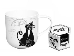 KUBEK XL na kawe herbatę koty i parasol białoczarne 475ml na prezent