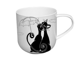 KUBEK XL na kawe herbatę koty i parasol białoczarne 475ml na prezent