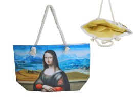 Torba torebka XL z uszami ze sznurka na spacer plażę L. da Vinci MONA LISA