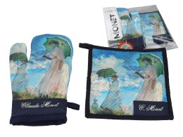 Zestaw łapka i rękawica kuchenna C. Monet kobieta z parasolem carmani