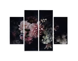 Obraz Wieloczęściowy Kwiaty W Stylu Vintage Na Ciemnym Tle