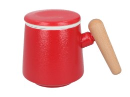 kubek z ceramicznym sitkiem i przykrywką czerwony