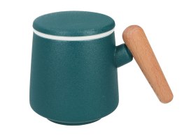 kubek z ceramicznym sitkiem i przykrywką zielony