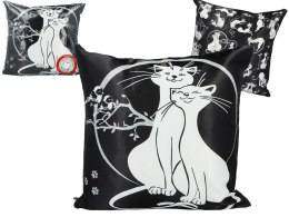 Poduszka z wypełnieniem/suwak koci świat zakochane koty (czarne tło) CARMANI