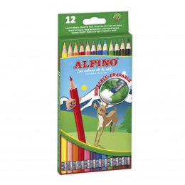 Kredki ołówkowe z gumką 12 kolorów Alpino