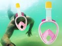 Maska do snurkowania pływania pełna składana S/M różowa dla dziewczynki