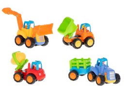 ZESTAW zabawka dla chłopca 18m+ 4szt pojazdy traktor autko koparka wywrotka
