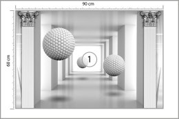 Fototapeta 3D Mural Digital Silver Tunnel With Sphere And Columns .
Modern Rendering Gray Interior Wallpaper