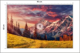 Fototapeta Awesome Alpine Highlands In Sunny Day. Scenic Image Of Fairy-Tale Landscape With Colorful Sky Under Sunlit, Over The 
