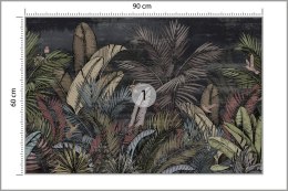 Fototapeta Pattern Wallpaper Jungle Tropical Drawings Of Palms Trees And Birds Of Different Colors With Birds And Black Backgrou