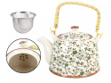 Ozdobny czajnik ceramiczny z zaparzaczem w kwiaty