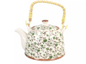 Ozdobny czajnik ceramiczny z zaparzaczem w kwiaty