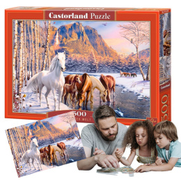 CASTORLAND Puzzle 500el. Winter Melt - Konie zimowy krajobraz