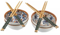 Miseczki 4 szt. miski azjatyckie orientalne z pałeczkami na prezent orient
