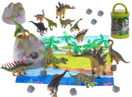 ZESTAW zwierzęta dinozaury edukacyjne 7szt + mata i akcesoria dla chłopca